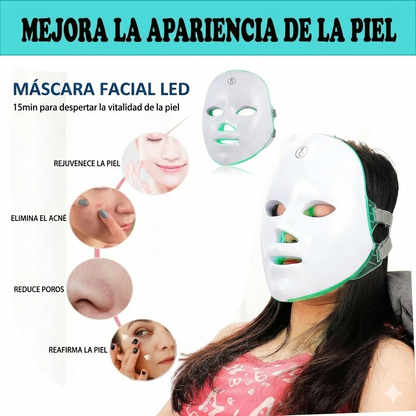 Máscara LED Facial 7 Colores | Fototerapia Profesional en Casa