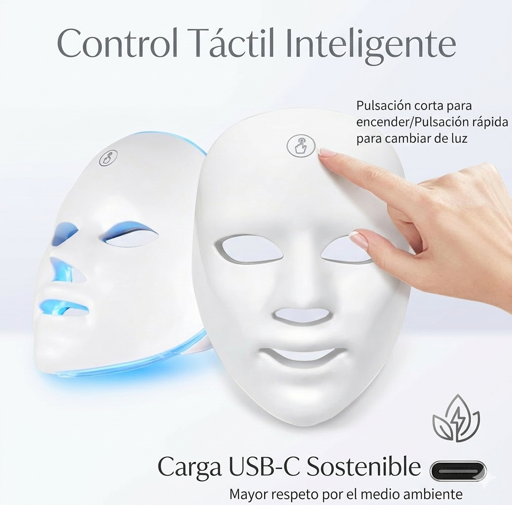 Máscara LED Facial 7 Colores | Fototerapia Profesional en Casa
