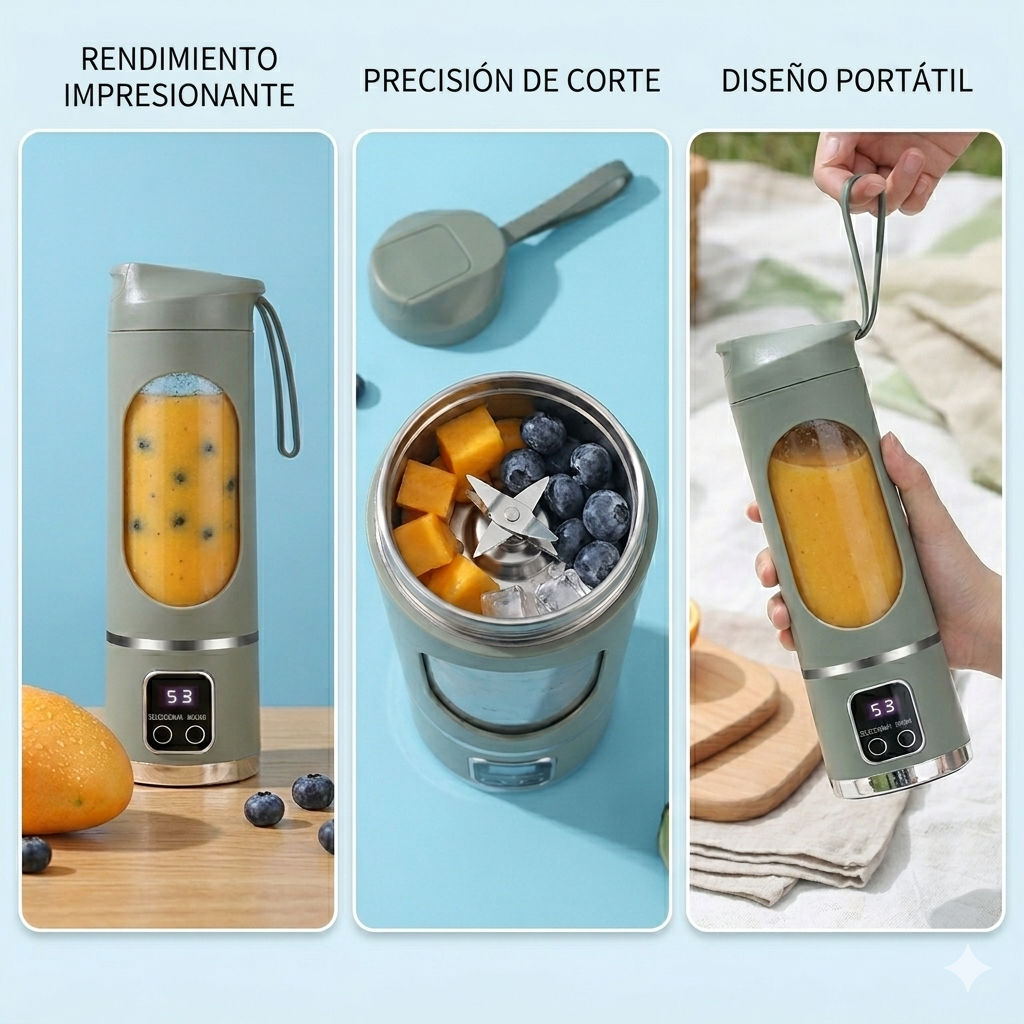 10 Blades Portable Fruit Juicer 450Ml Capacity 3 Gears USB Rechargeable Blender Ice Crusher for Shakes and Smoothies Juicer Cup