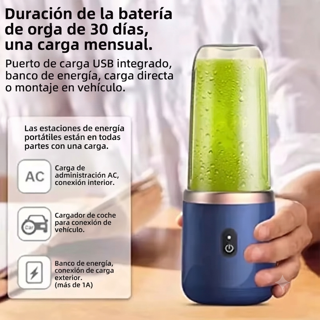 Batidora Portátil USB 400ml – Licuadora de Viaje para Smoothies y Batidos