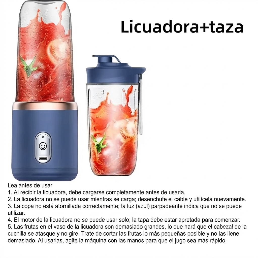 Batidora Portátil USB 400ml – Licuadora de Viaje para Smoothies y Batidos